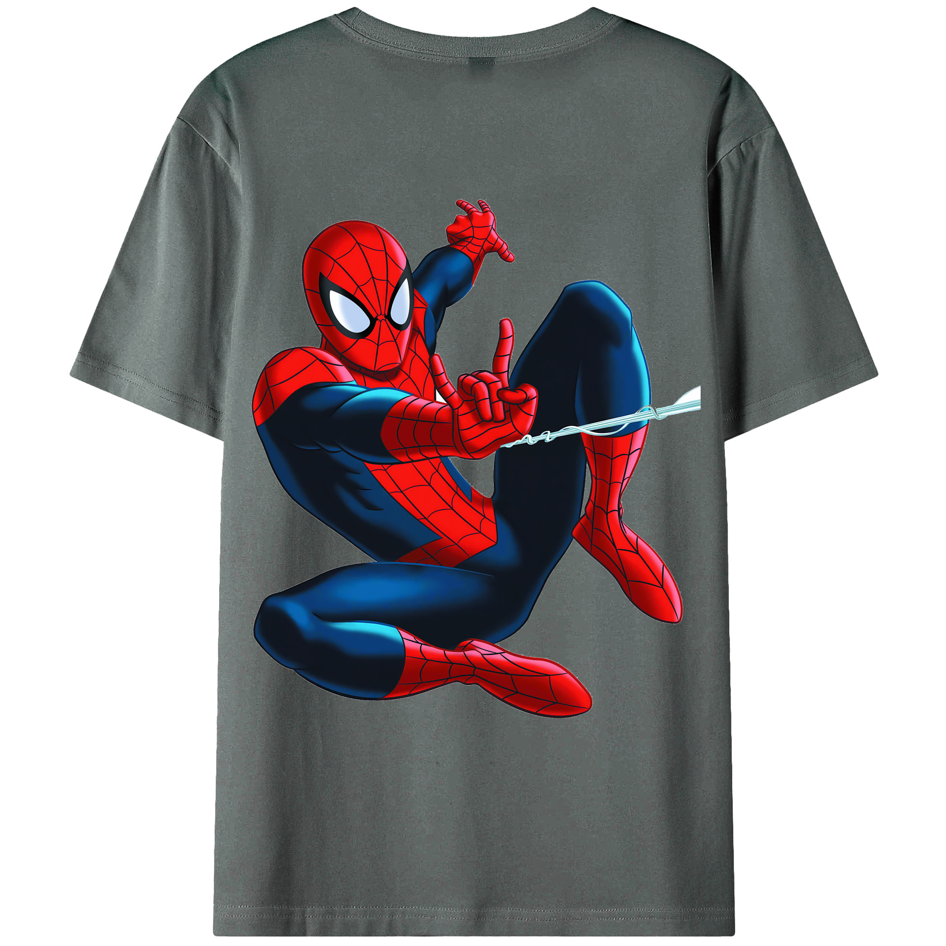 （画像用） Spider Man スパイダーマン 綿100％ メンズ半袖Tシャツ（バックプリント） 通気性